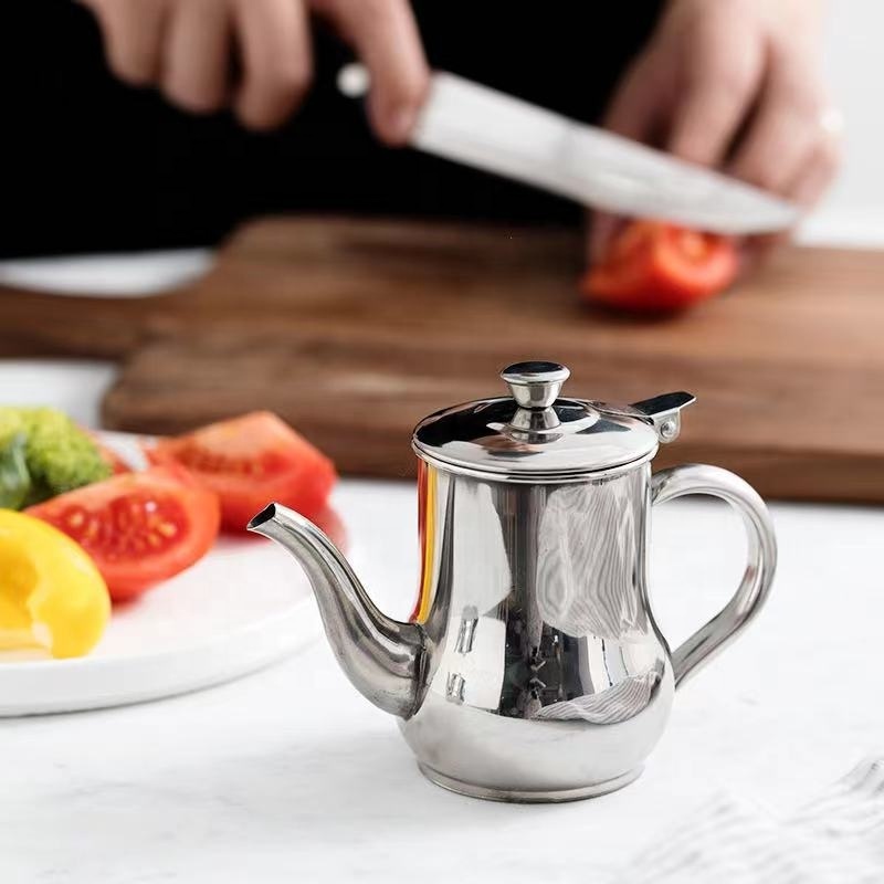 Stainless Steel Olive Oil Bottle Leakproof Pot Oil Dispenser Kitchen Storage Container