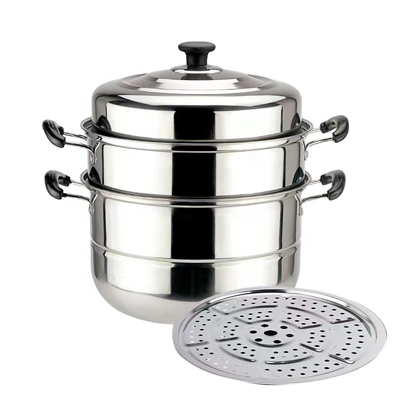 Factory produce stainless steel dumpling seafood cooking food steamer with 3 layers