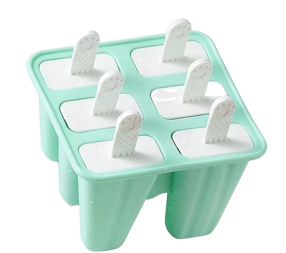 The 6-lattice silicone Popsicle molds are reusable and easy to release DIY homemade ice cream and children's food tools