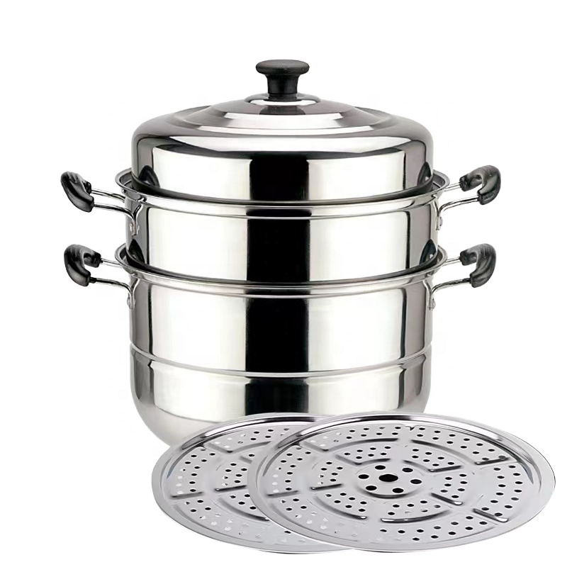 Factory produce stainless steel dumpling seafood cooking food steamer with 3 layers