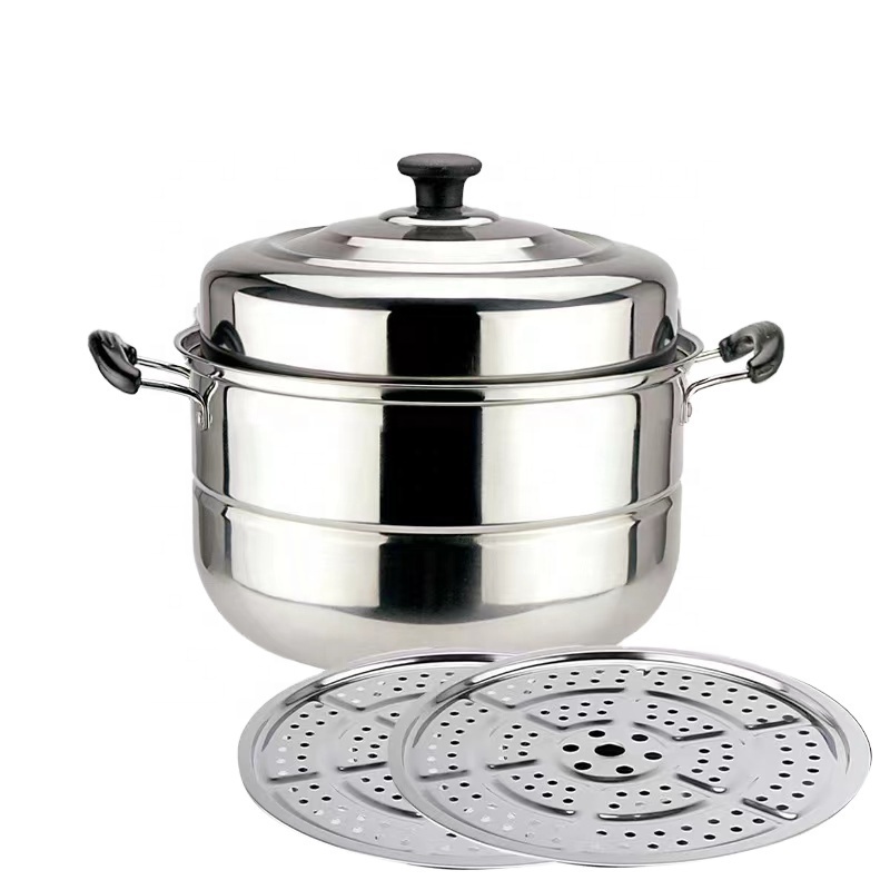 Factory produce stainless steel dumpling seafood cooking food steamer with 3 layers