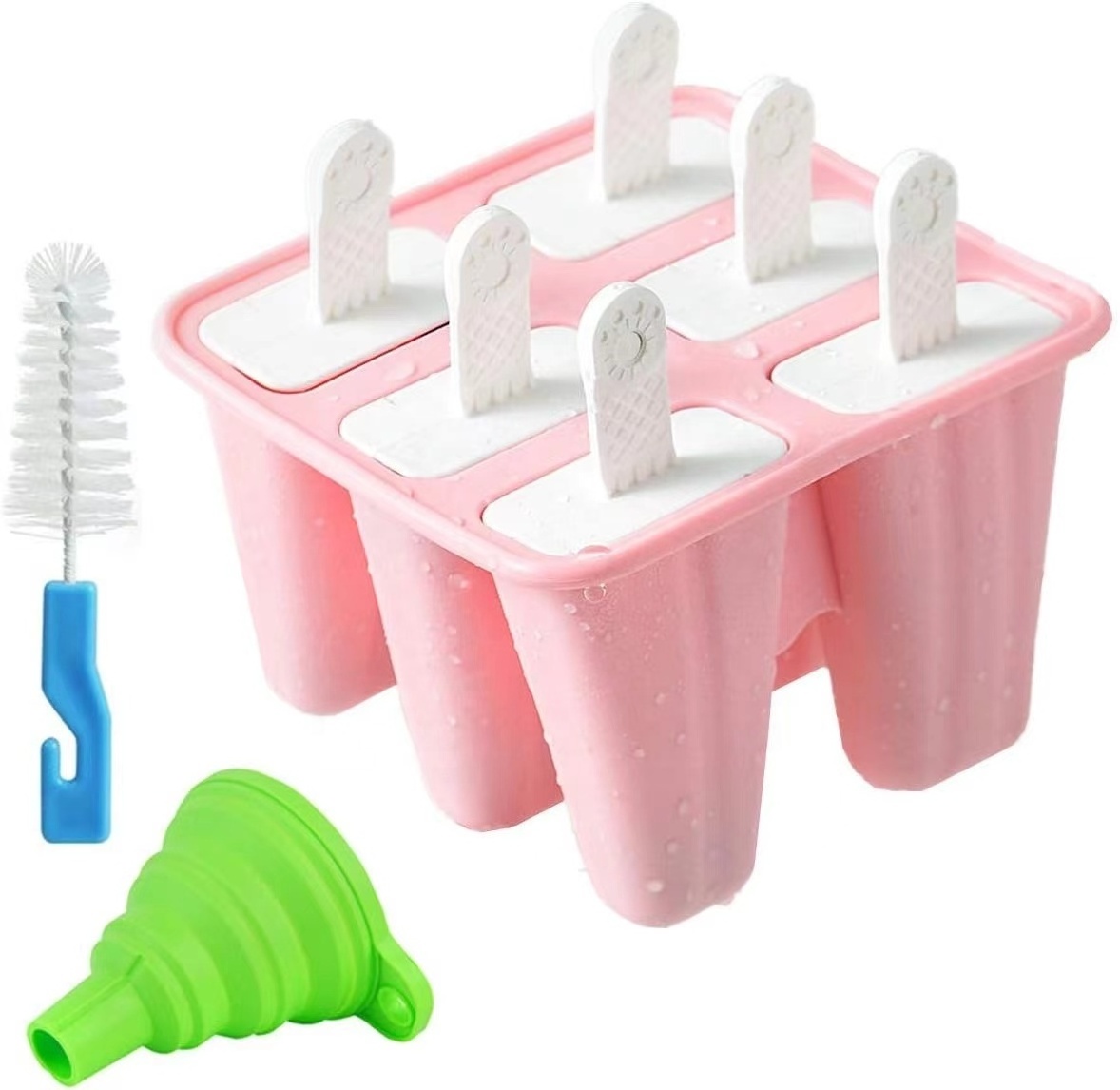 The 6-lattice silicone Popsicle molds are reusable and easy to release DIY homemade ice cream and children's food tools