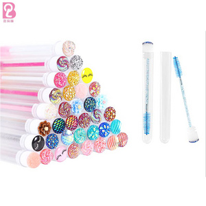 Beiqili Crystal Rhinestone Eyelashes Brushes Wand Tubes Top Diamond Lash Wand Keychain Eyelash Brush With Keychain Escova Cilios