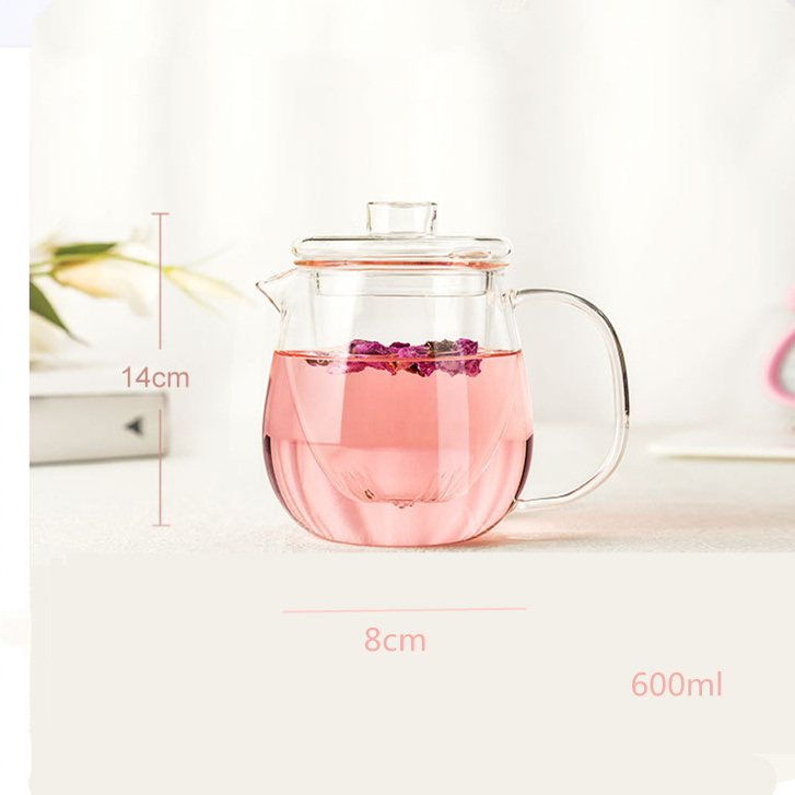 600ML High Borosilicate Gas Stovetop Safe Tea Kettle Glass Tea Kettle with Removable Infuser and Lid