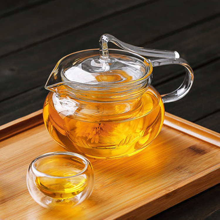 450ml Cute Flower Tea Maker Clear Heat Resistant Borosilicate Glass Teapot with Strainer & Handle