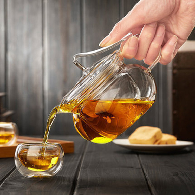 450ml Cute Flower Tea Maker Clear Heat Resistant Borosilicate Glass Teapot with Strainer & Handle