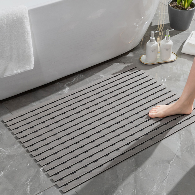 Foldable shower scraper bathroom rubber foot non-slip pvc drain hole foot shower mat anti slip