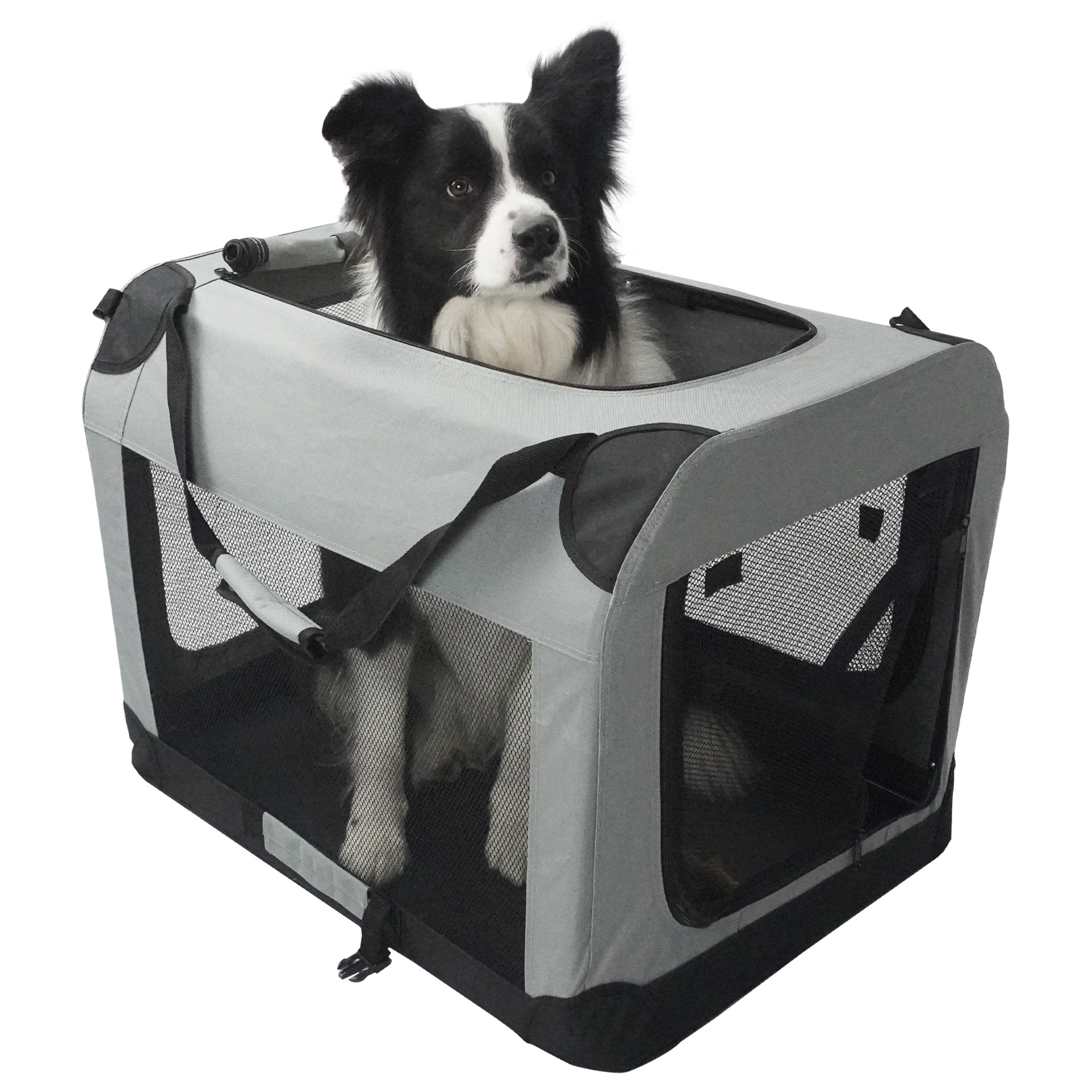 CANBO Strong Steel Frame Soft Side Pet Carrier Crate Outdoor Foldable Dog Travel Crate