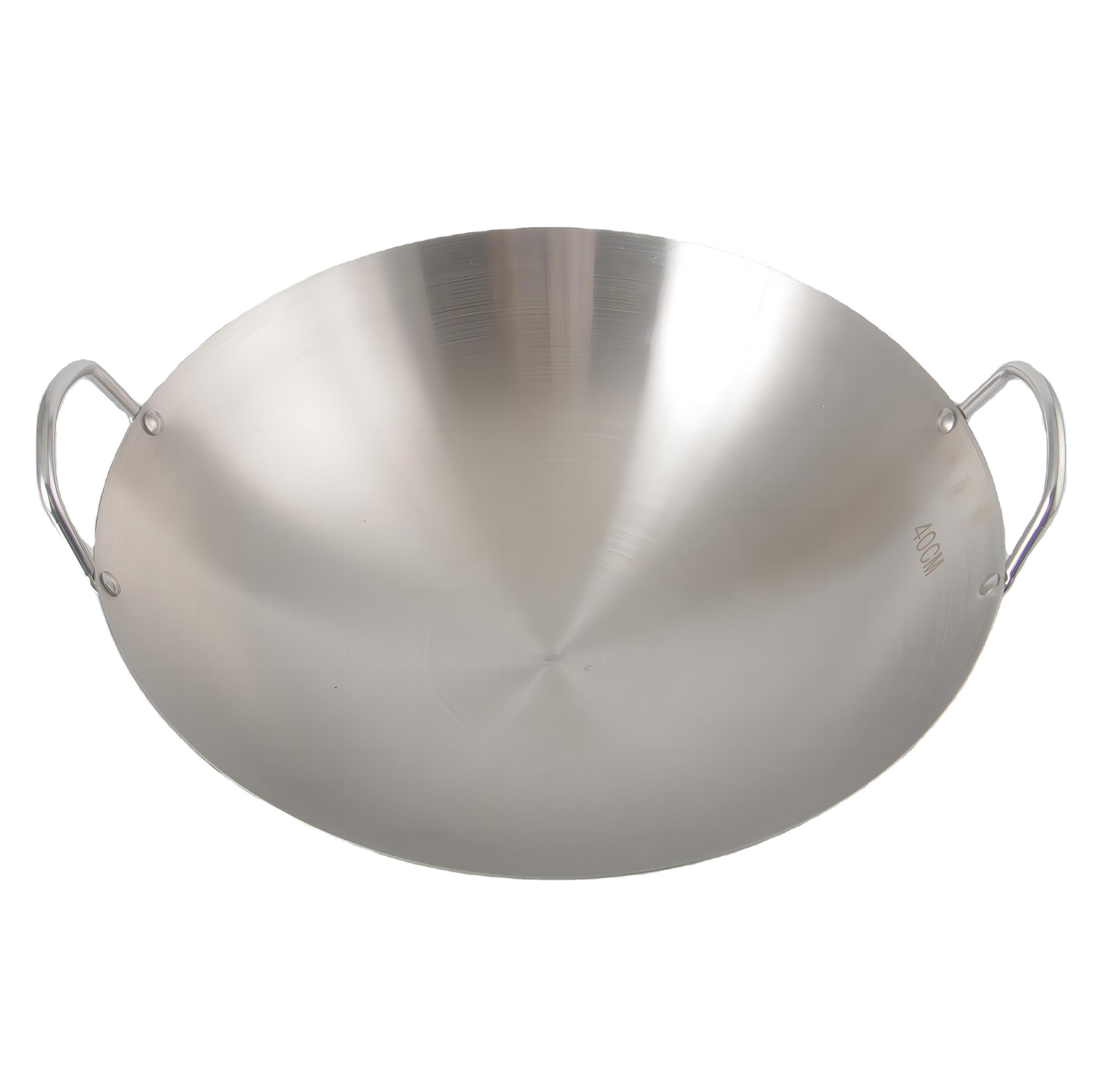 Traditional Non-rusting Chinese Deep Stainless steel Wok 26-100cm Kitchen Utensils Stir-Frying Pan Two ears big Wok Cooking pot