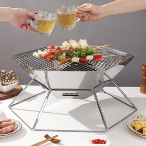 Foldable Thickened Stainless steel Barbecue Pit Wood Burning Charcoal Grill for Backpacking Outdoor Hiking Camping Customized