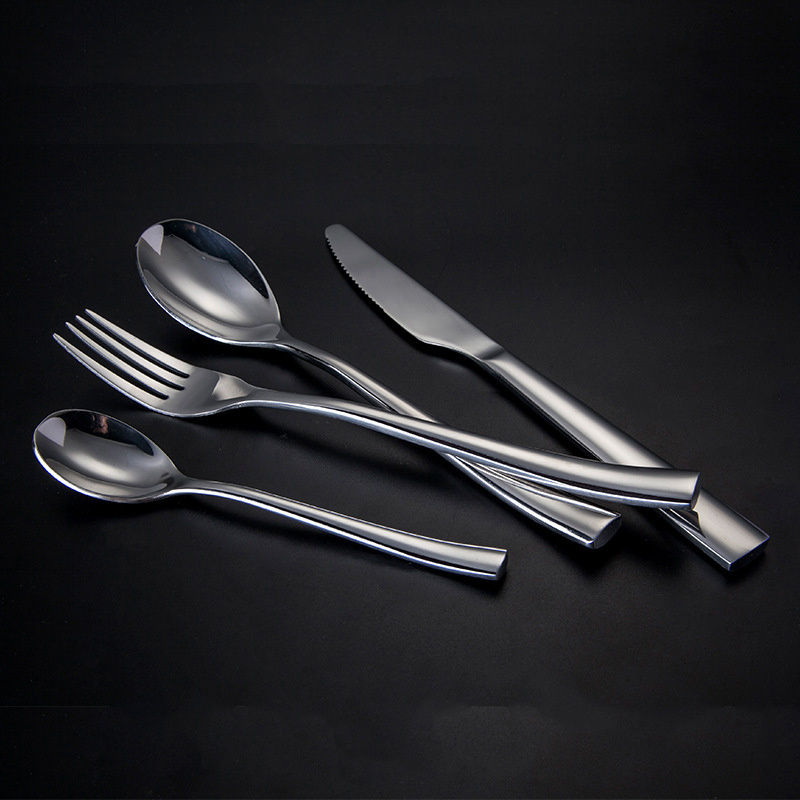 hot sale 430SS silver high polished knife spoon and fork set stainless steel silverware flatware cutlery for restaurant wedding