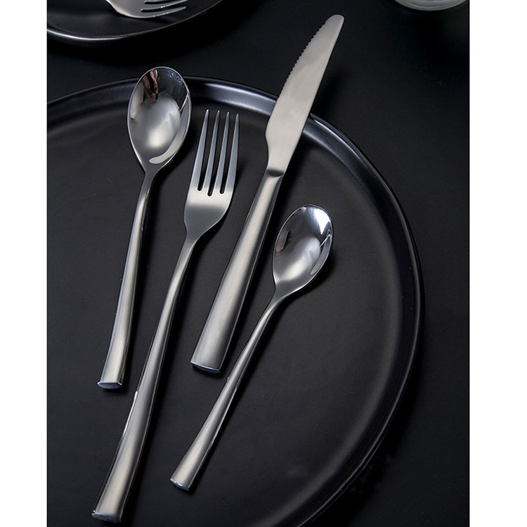 hot sale 430SS silver high polished knife spoon and fork set stainless steel silverware flatware cutlery for restaurant wedding