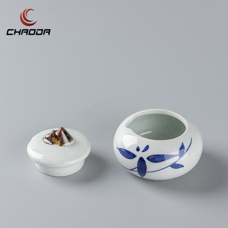 3 inch hand paint Dinnerware small suger pot ceramic paprika chili pot round bowl seasoning jar with lid for restaurant