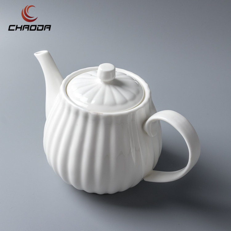 CHAODA Japanese Design Ceramic Kettle With LId Fine Porcelain Tea Pot 1000ML Ceramic Tea Pot