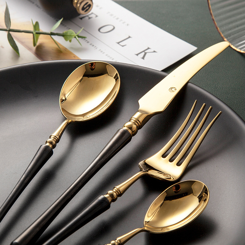 Cutlery Set Tea Spoon Gold Personalized Spoon and Fork Tableware Cutlery Wholesale Rose Gold Metal Party Stainless Steel Modern