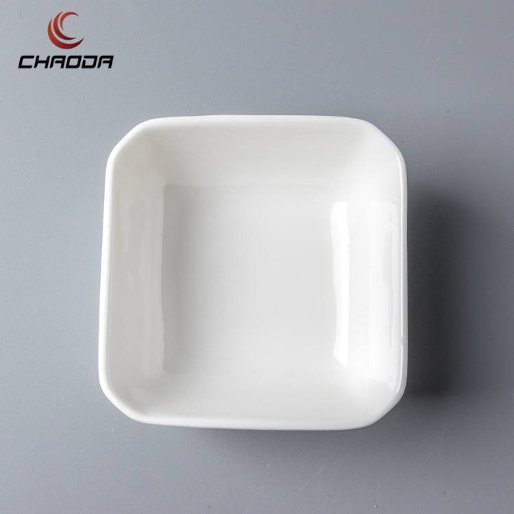 Factory hot sale 3 inch small storage bowl square sauce bowls heath ceramics sugar Ceramic Chip And Dip Bowl