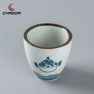 CHAODA High Quality glazed ceramic mug Fish Blue Ceramic Mugs Cups Ceramic Mug For Drink