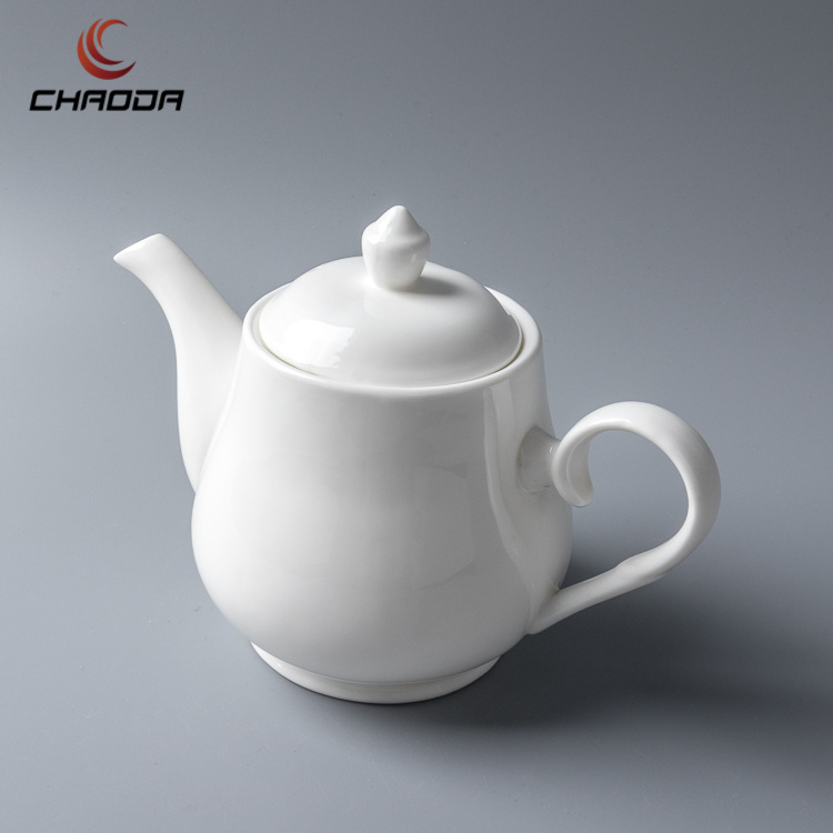 Restaurant Porcelain Large Capacity Tea Pot 775/1130ml Ceramic Plain White Coffee Jug Coffee & Tea Sets