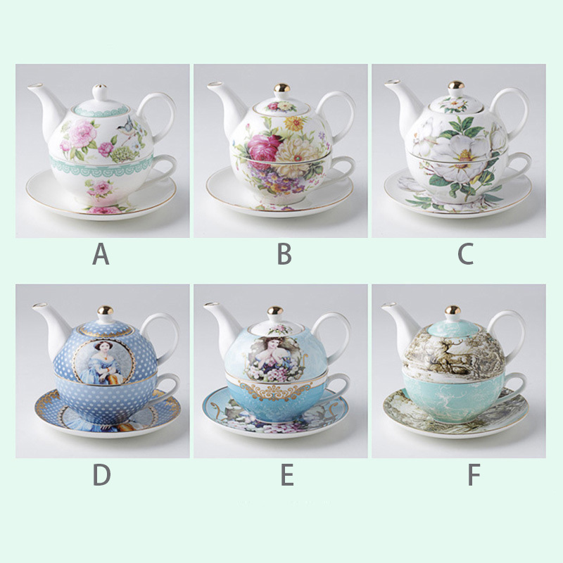 Luxury European Personalized White Color Ceramic Tea Cup Pot In One Modern Tea Pot For One