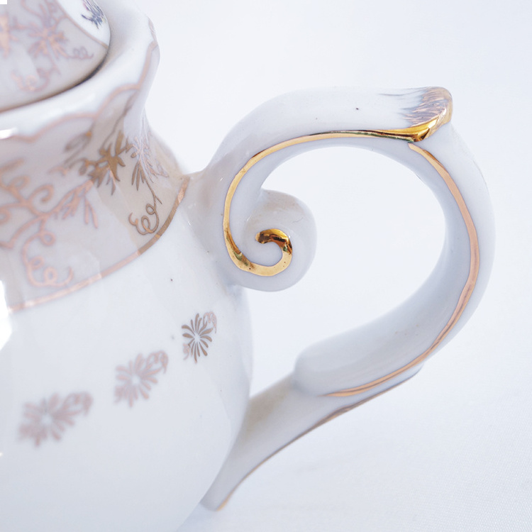 Factory Price Tea Set Porcelain 9 Inch Coffee Golden Elk Custom Printed Ceramic Teapot  For Wedding