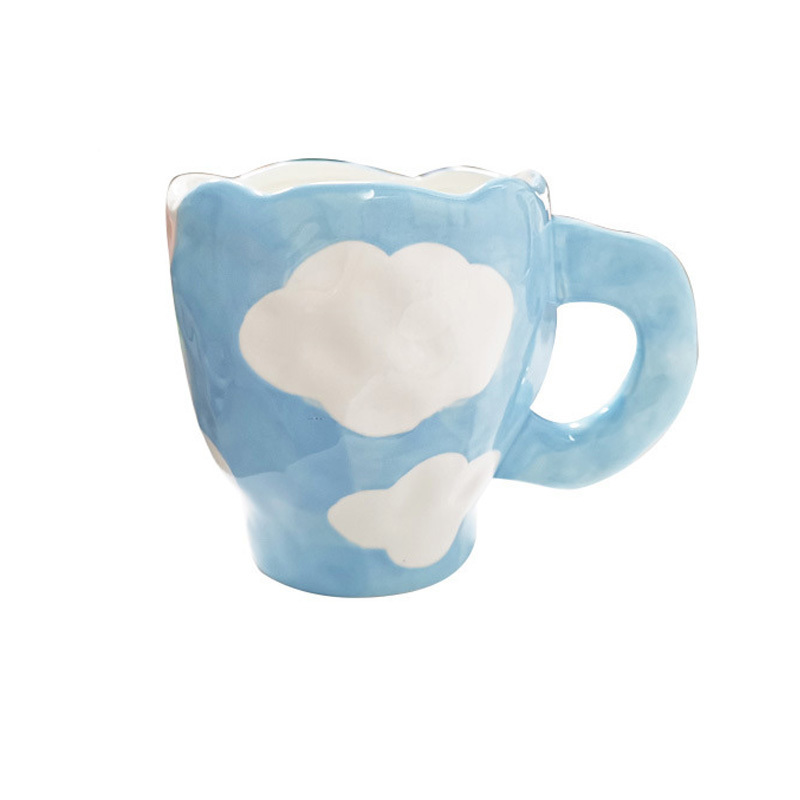 High Quality Porcelain Coffee Mug Hand-Painted Blue Sky White Clouds Cup Drinking Cup For Gift