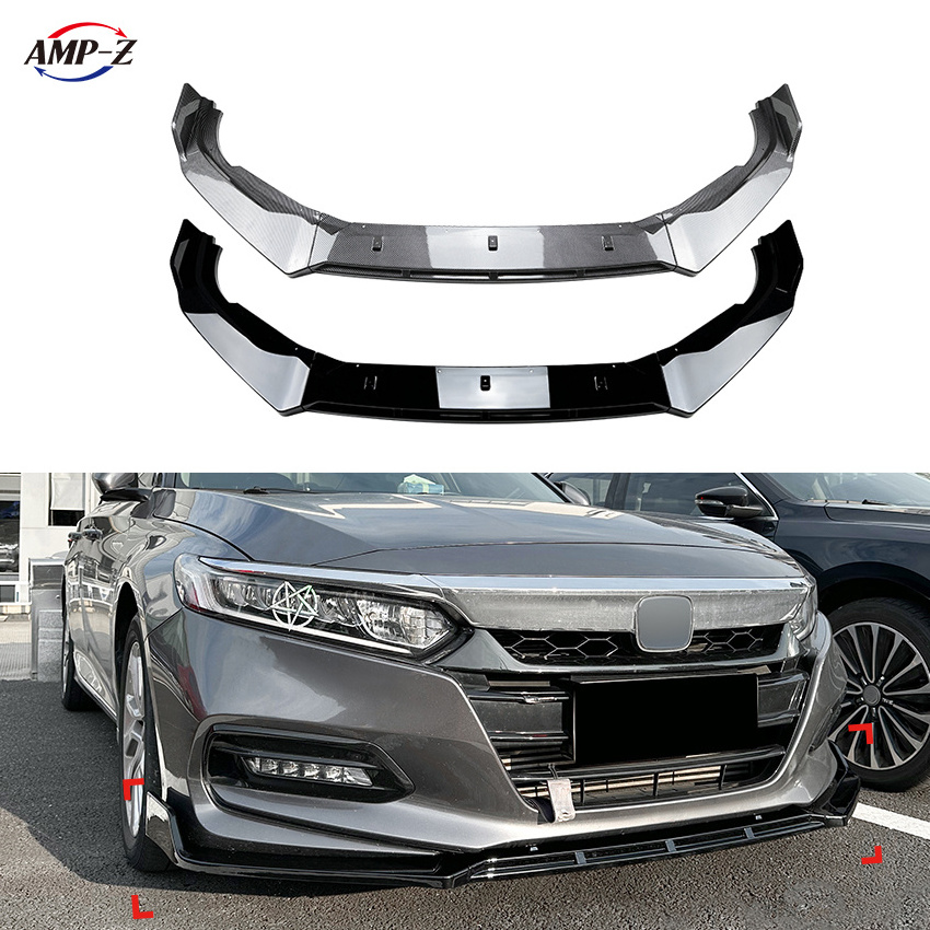 AMP-Z Front Bumper Lip Splitter Plastic Material Gloss Black  For Honda Accord 10 Series 2018-2021