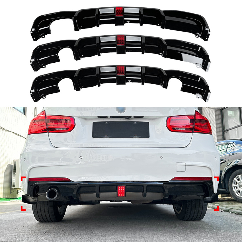 Rear bumper Lip Diffuser with LED Lights for BMW 3 series F30 MT 2013-2019