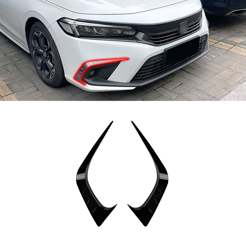 AMP-Z Hot Sale Carbon Fiber look Plastic Material Front Bumper Splitter For Honda Civic 11 Series 2021+ Car Accessories