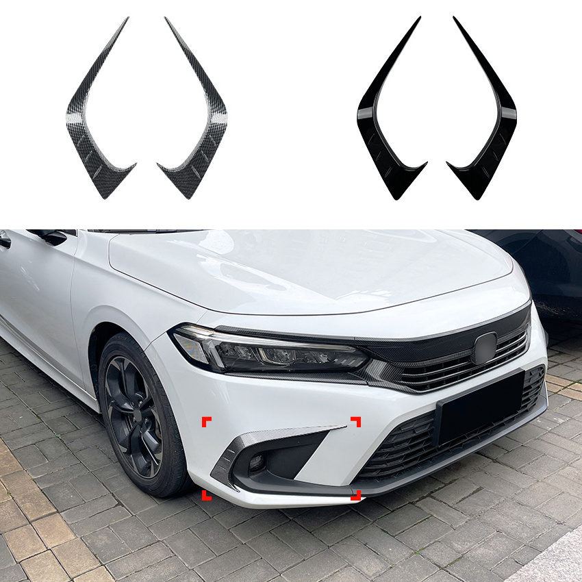 AMP-Z Hot Sale Carbon Fiber look Plastic Material Front Bumper Splitter For Honda Civic 11 Series 2021+ Car Accessories