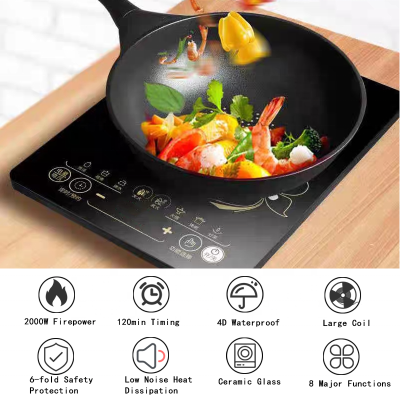 2000 Watt Ultra Thin  Induction Cooktop Electric Stove Stovetop Rechargeable 2000w Touch Control Clay Pot Induction Cooker