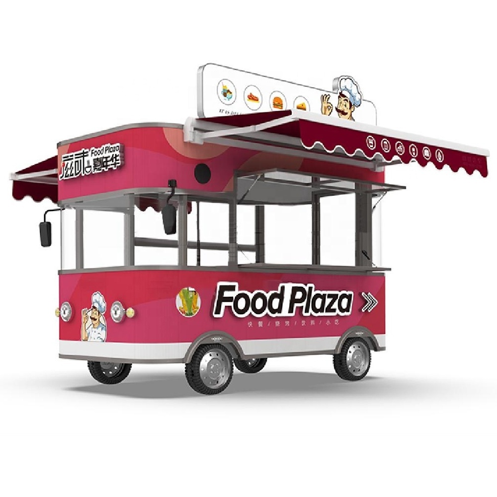 Fast Food Trucks Carts Vans Cater Fully Equipped Mobile Pizza Catering Food Trailer with Full Kitchen Equipments for Sale