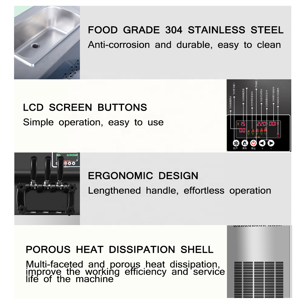 3 Flavors Automatic Soft Serve Sorbetiere Commercial Eis Ice Cream Machine A Glace Italian  Icecream Making Ice Cream Makers
