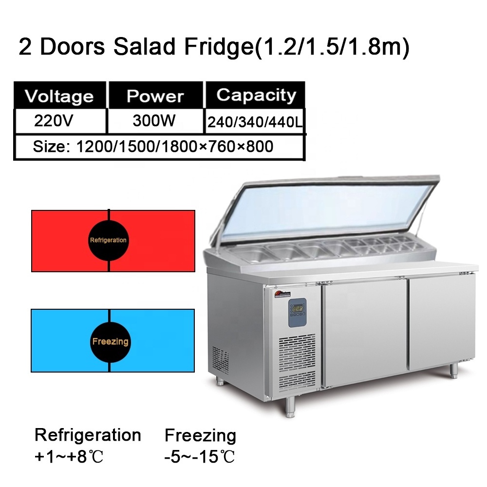 Commercial Restaurant Under Counter Refrigerators Fridge Table Sandwich Pizza  Prep Table Freezer Display Salad Bar Counter