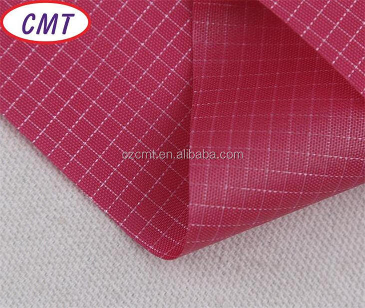 Factory directly provide 200D PU coated double colors waterproof grid nylon oxford fabric