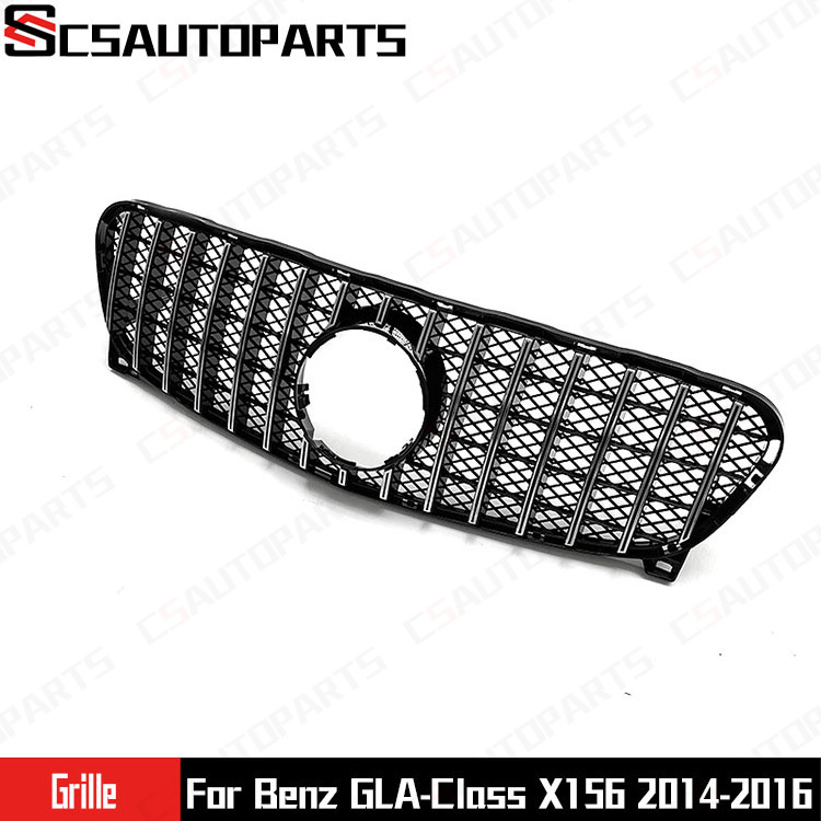 Chrome Silver GTR Grid Style Front Bumper Grille Fit For Mercedes GLA-Class X156 2014 2015 2016 GLA250 GLA200 GLA45