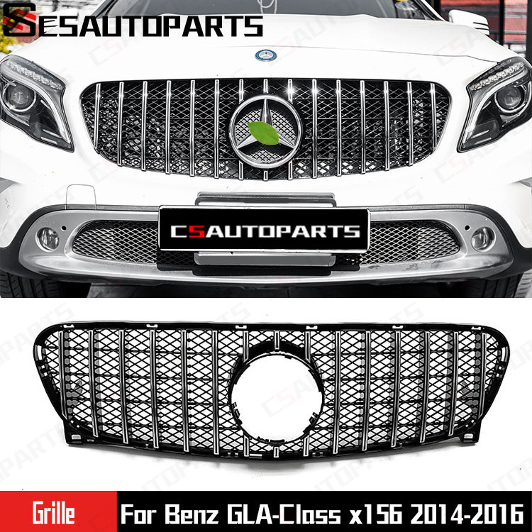 Chrome Silver GTR Grid Style Front Bumper Grille Fit For Mercedes GLA-Class X156 2014 2015 2016 GLA250 GLA200 GLA45