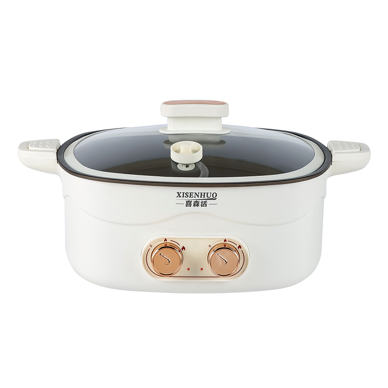 6L electric cooking pot  multi-functional two flavors electric hot pot with double ears