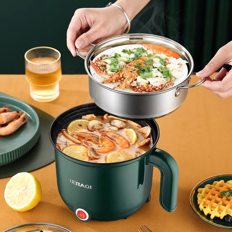 1.5 L  Mini Portable Electric Pan Non-stick Coating Multi-functional Electric Hot Pot With Lid for Travel/Dormitory