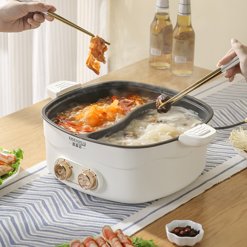 6L electric cooking pot  multi-functional two flavors electric hot pot with double ears