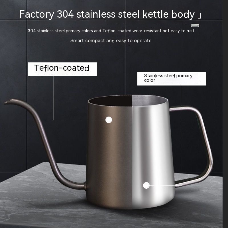 Stainless steel 304 material gooseneck coffee pot black handmade coffee machine drip pot coffee shop portable home teapot