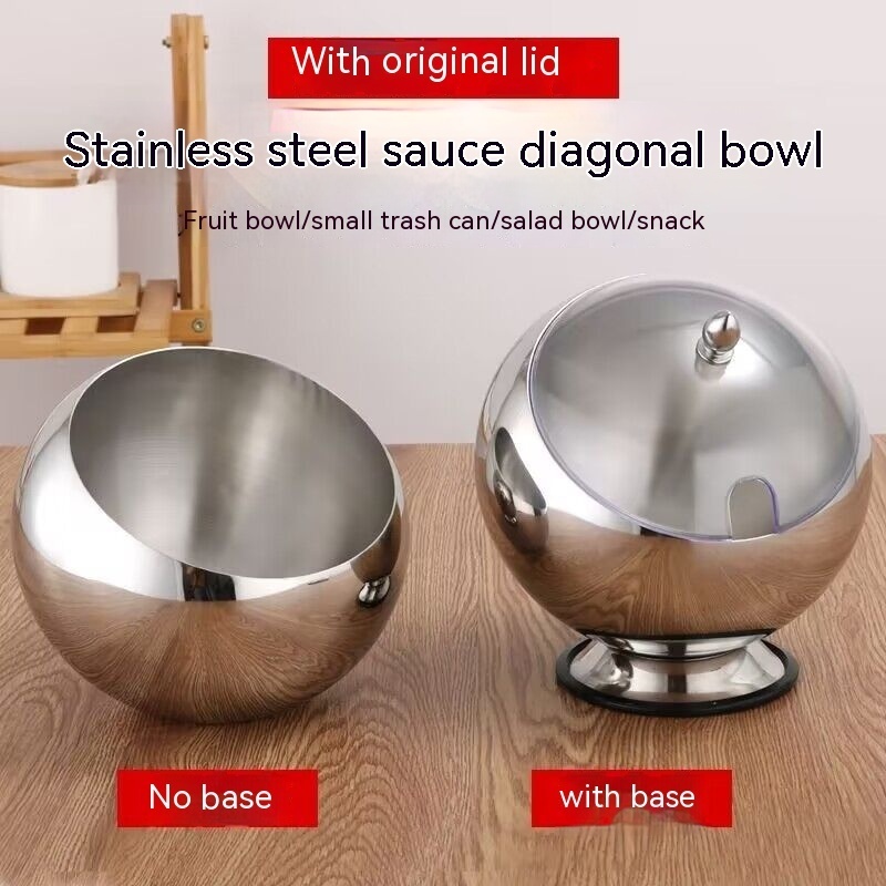 Innovative Hotel Restaurant Canteen Metal Condiment Mixer Multi Functional Stainless Steel Bevel Seasoning Serving Bowl