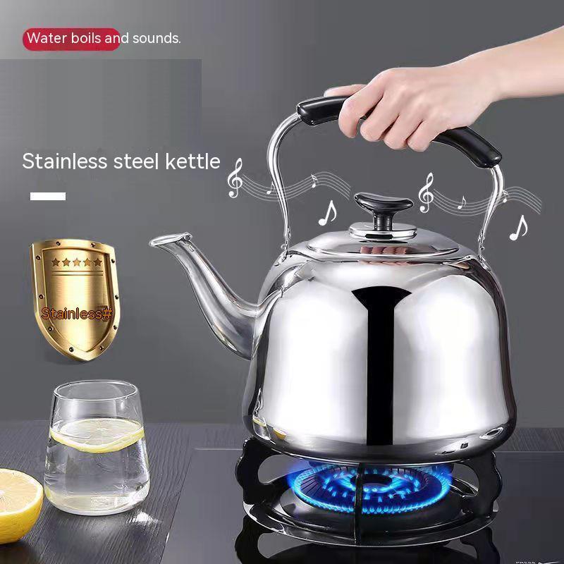 Stainless steel kettle 2/3/4/5L coffee pot teapot with filter flat bottom induction cooker gas stove restaurant