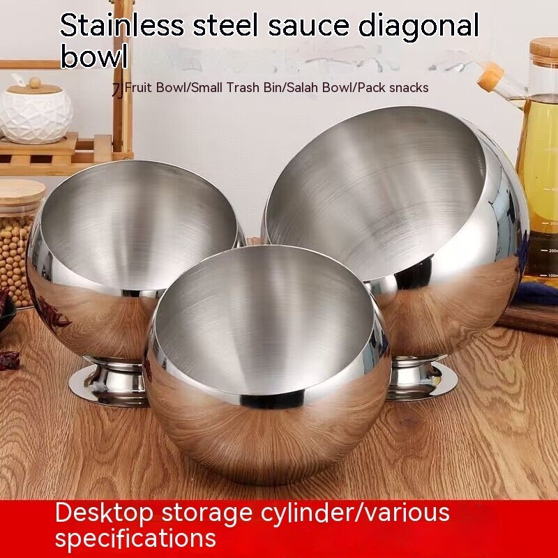 Innovative Hotel Restaurant Canteen Metal Condiment Mixer Multi Functional Stainless Steel Bevel Seasoning Serving Bowl