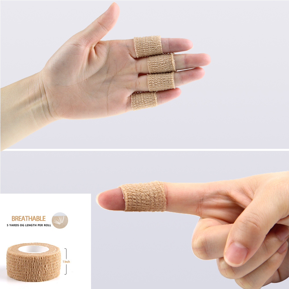 1Roll 2.5/5/10cm*4.5m Gauze Medical Bandage Self-adhesive Breathable Elastic Bandages for Sports Fixing Finger Wrist Leg