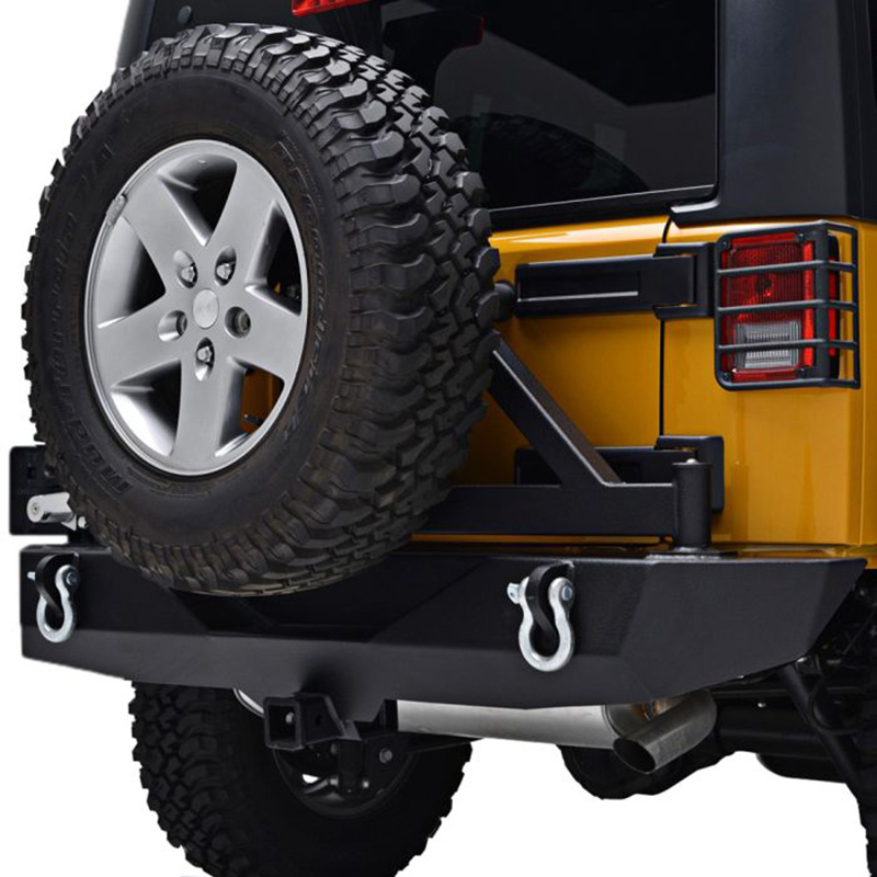 Heavy-Duty Design Robust Steel Construction Rear Bumper with Spare Tire Carrier For Jeep Wrangler JK 2007-2018