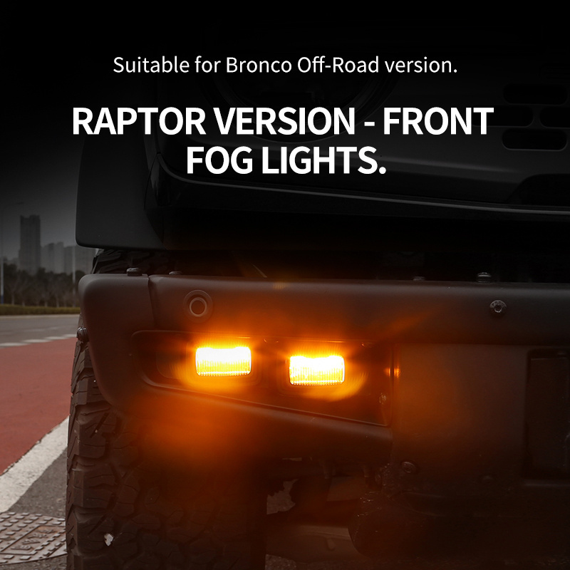 Wireless Remote Control 2-Eyes Fog Light Day Driving Lamps For 2021 2022 2023 Ford Bronco Raptor 2/4 Doors Amber&White Fog Lamps