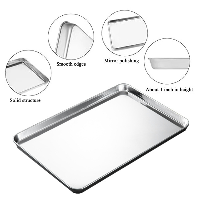 Factory customized stainless steel gold plated high temperature resistant baking pan food tray