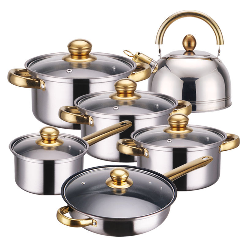 Factory direct sales kitchen is suitable for a variety of stoves stainless steel set of nonstick cookware