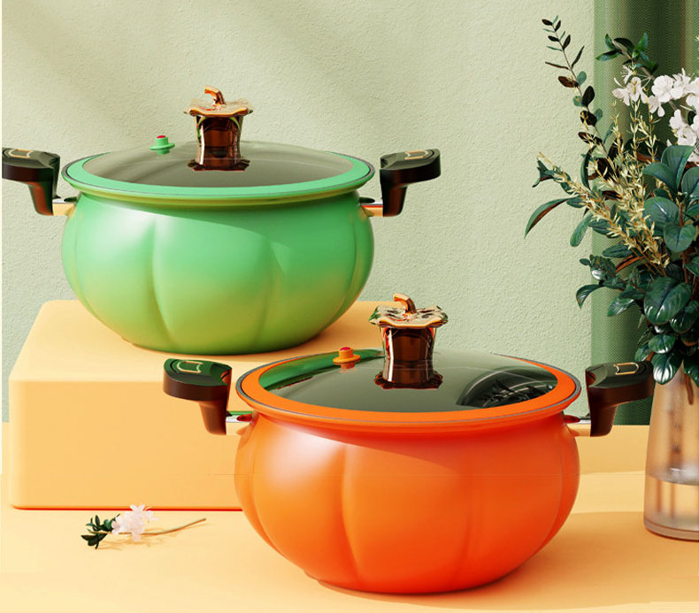 Fashion Pumpkin Shape  Non Stick Multifunction Kitchen Cooking Stewing Micro Pressure Pots Cookware Soup Stock Pot