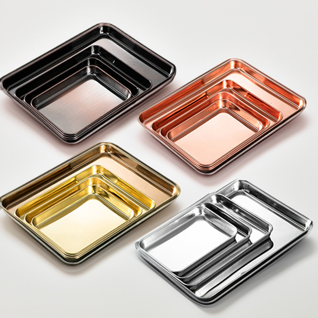 Factory customized stainless steel gold plated high temperature resistant baking pan food tray